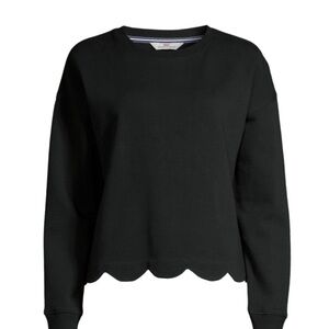 Vineyard Vines Scalloped Hem Crewneck Sweatshirt – Jet Black – XL – NWT